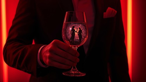 muzska_ruka_v_ciernom_obleku_v_cervenom_svetle_drzi_pohar_so_siluetami_postav.jpg